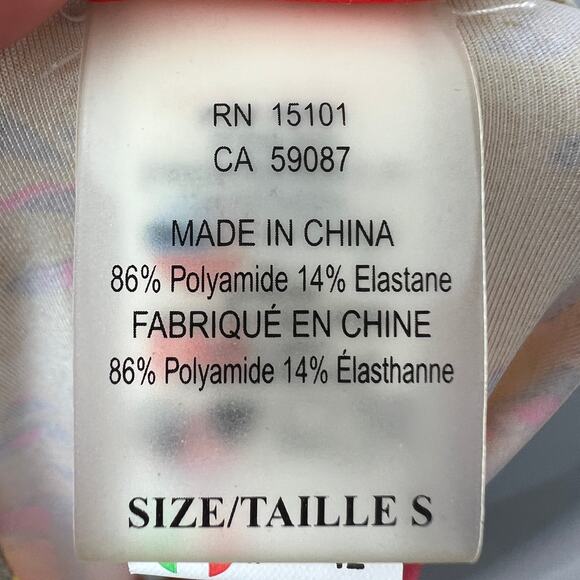 RED CARTER Yellow Pink Top Stretch Tropical Split Front Crew Neck Size Small S - Picture 10 of 12